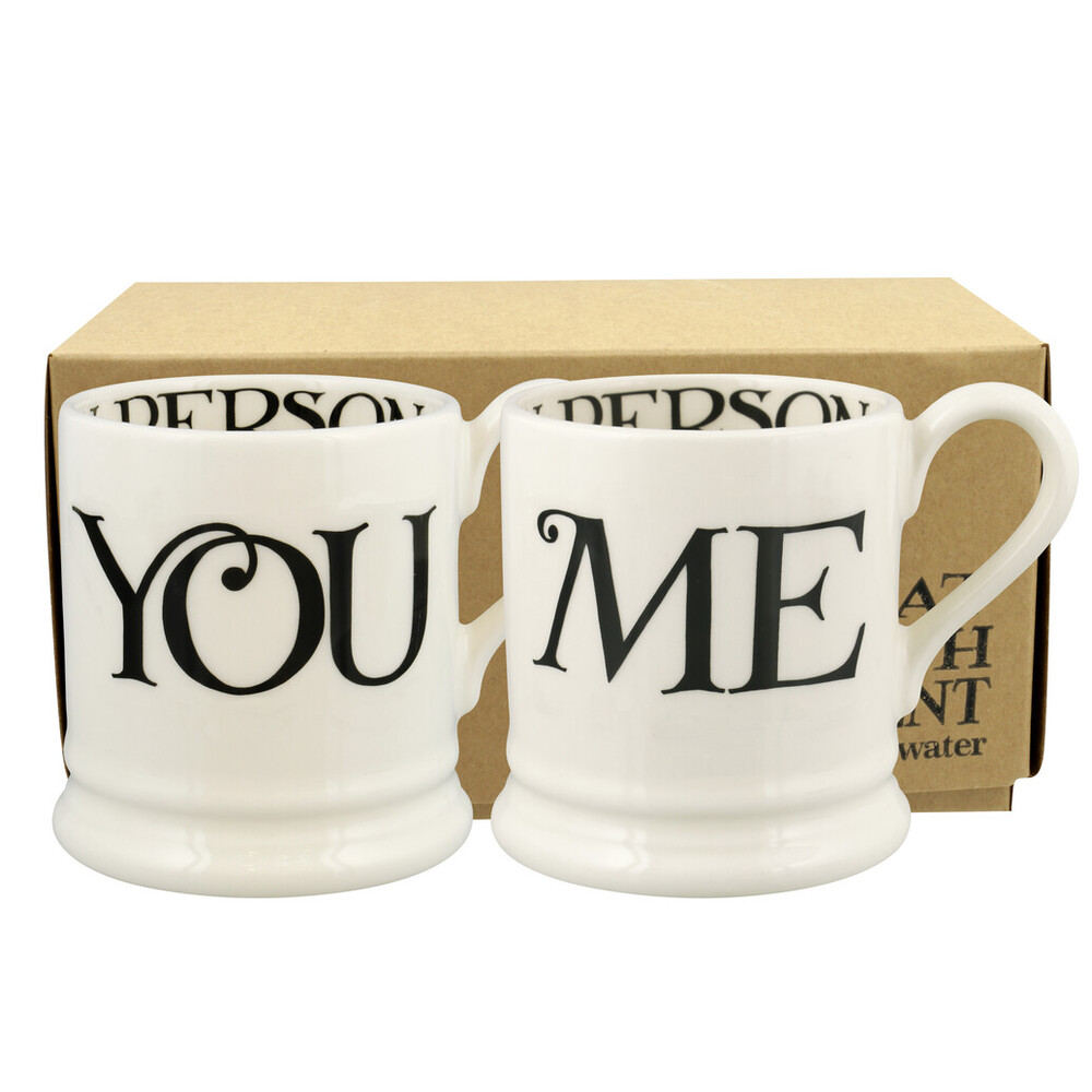 Boxed ½ Pt. Mugs You & Me Black Toast