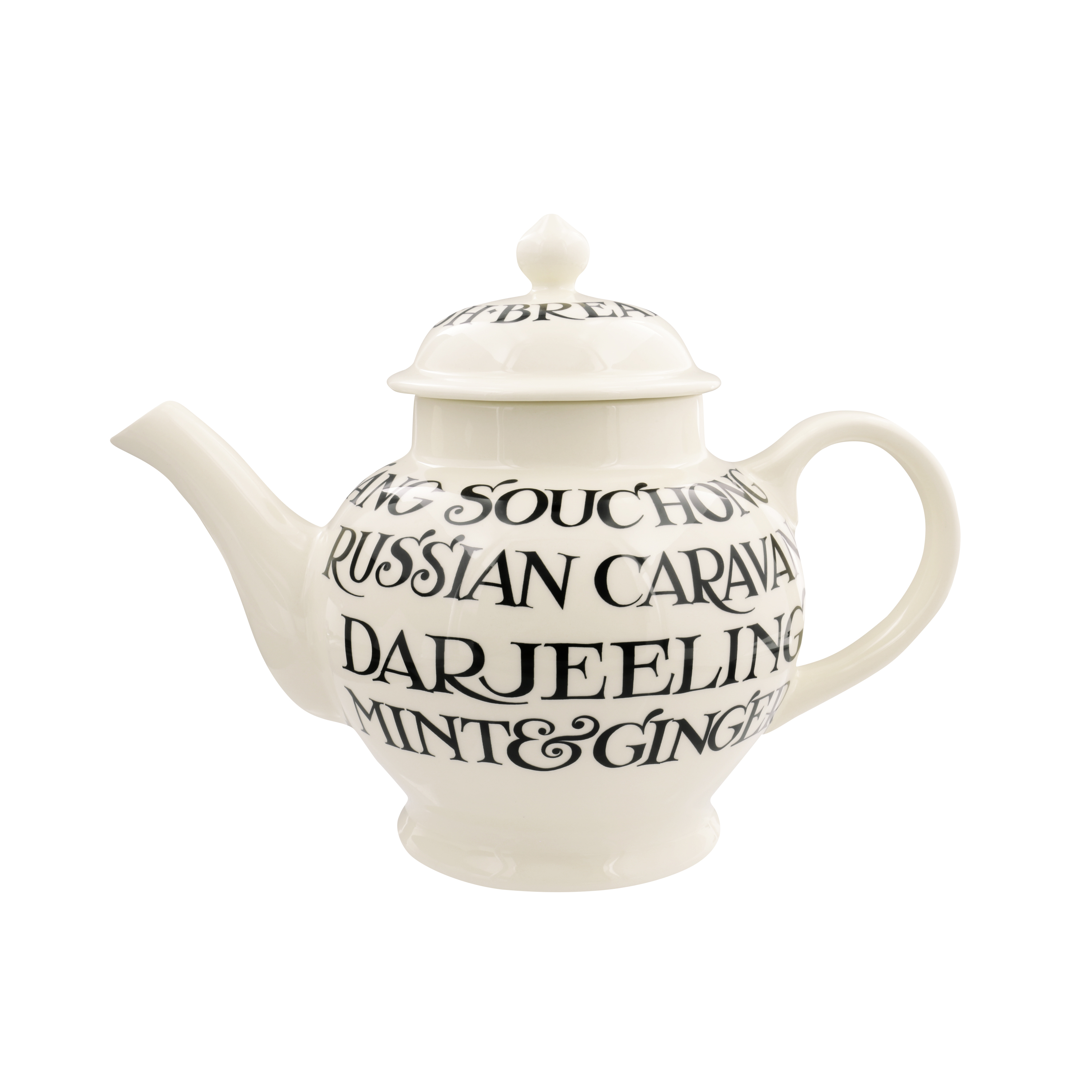 4 mug Teapot Black Toast All over