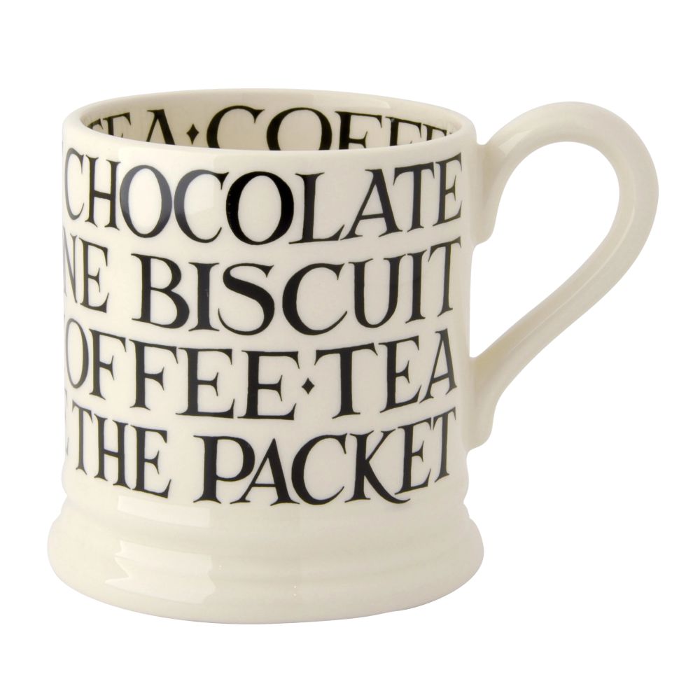 ½ pt Mug Black Toast All over writing