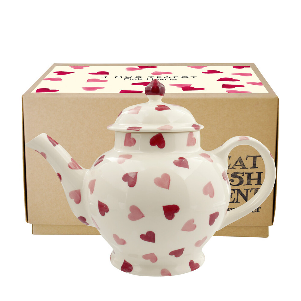 4 mug Teapot Pink Hearts