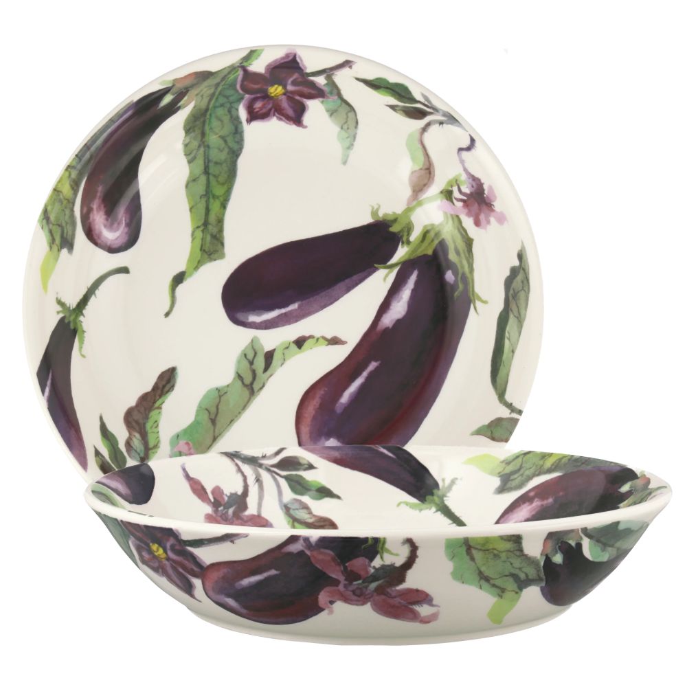 Pastabowl Aubergine & Flowers