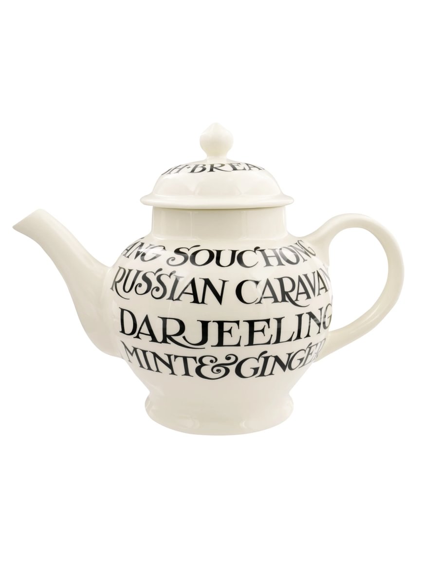 4 mug Teapot Black Toast All over