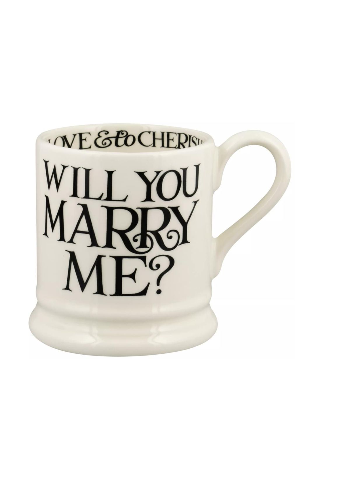 ½ pt Mug Black Toast Will You Marry Me