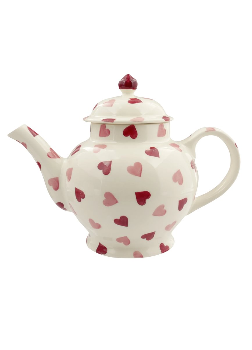 4 mug Teapot Pink Hearts