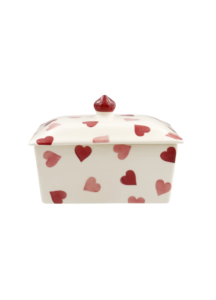 Small Butterdish Pink Hearts