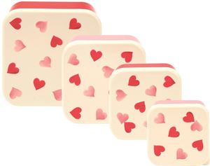 Set of 4 Snack Tubs - Pink Hearts