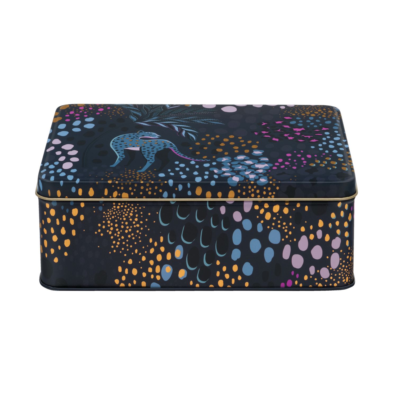 Deep Rect. Tin Sara Miller Midnight Leopard