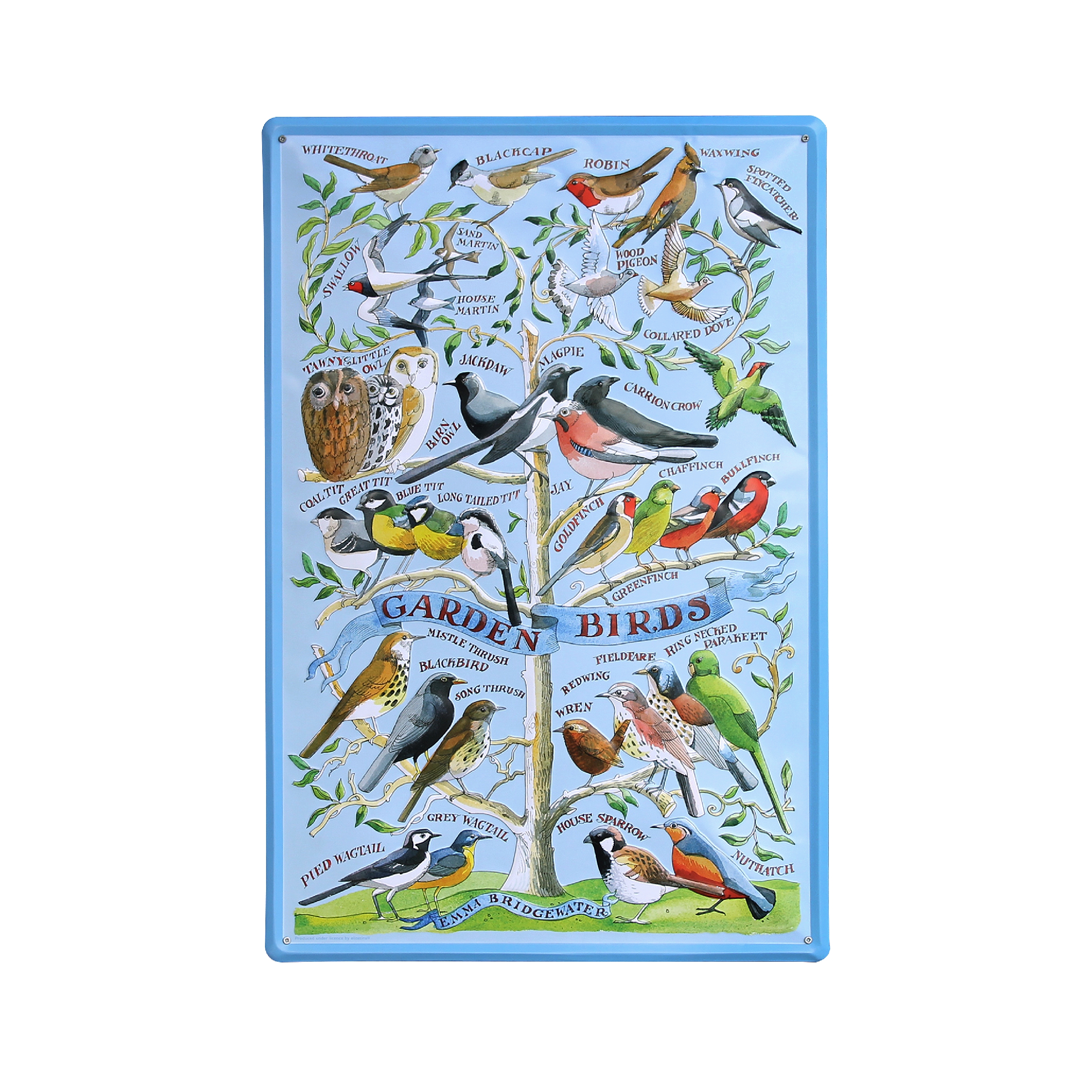 Garden Birds Embossed Metal Sign