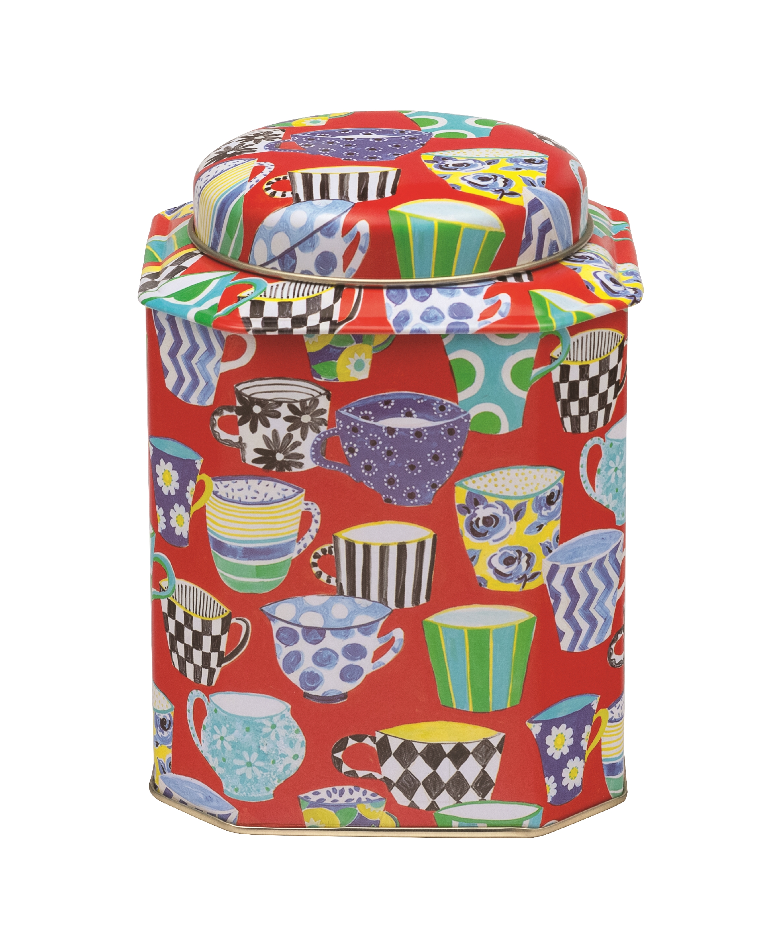 Dome Lid Wavy Caddy Red Teacups