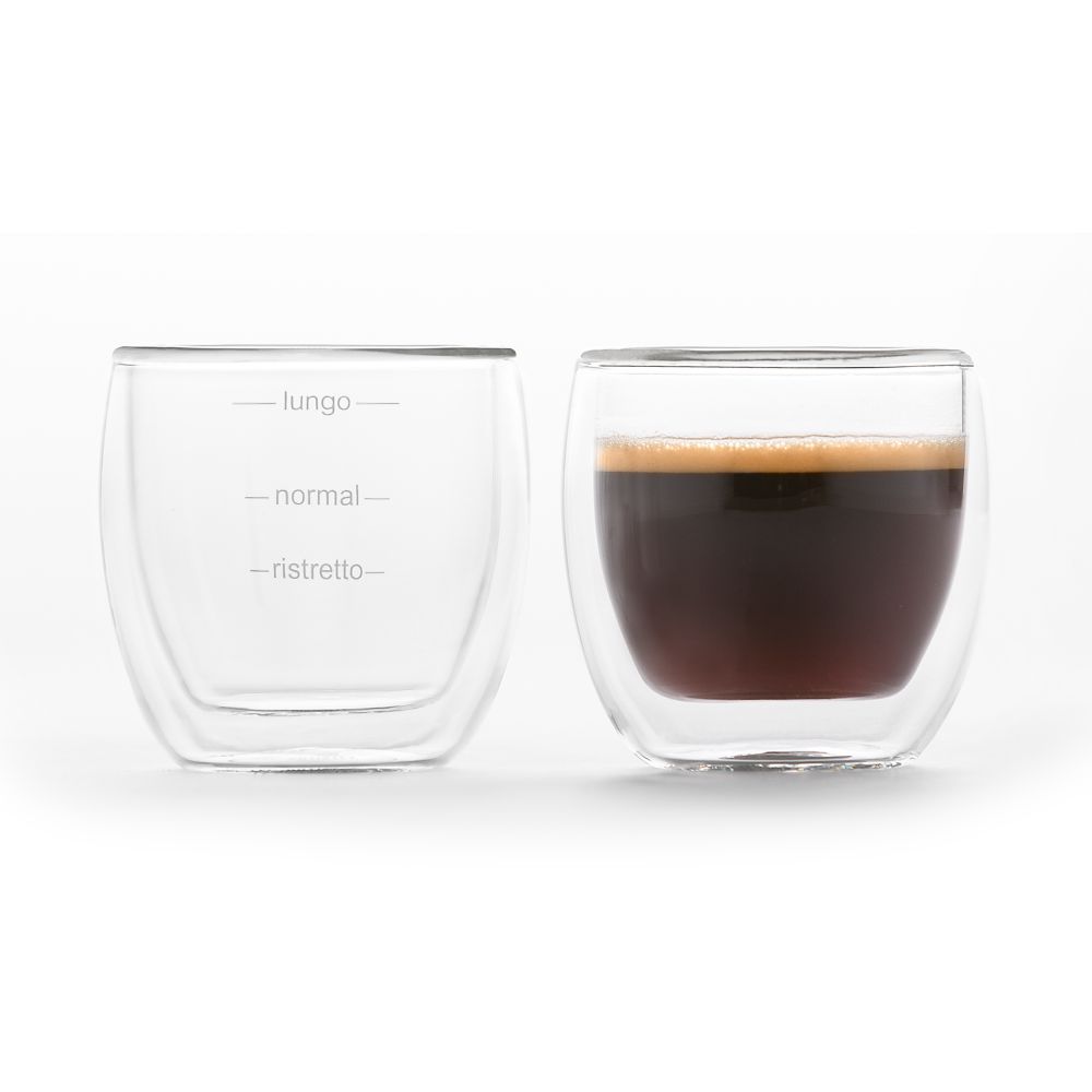 2x Duplex double wall glass cup 80ml