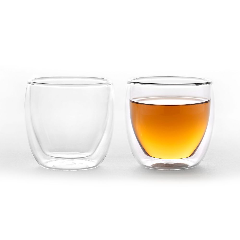 2x Duplex double wall glass cup 250ml