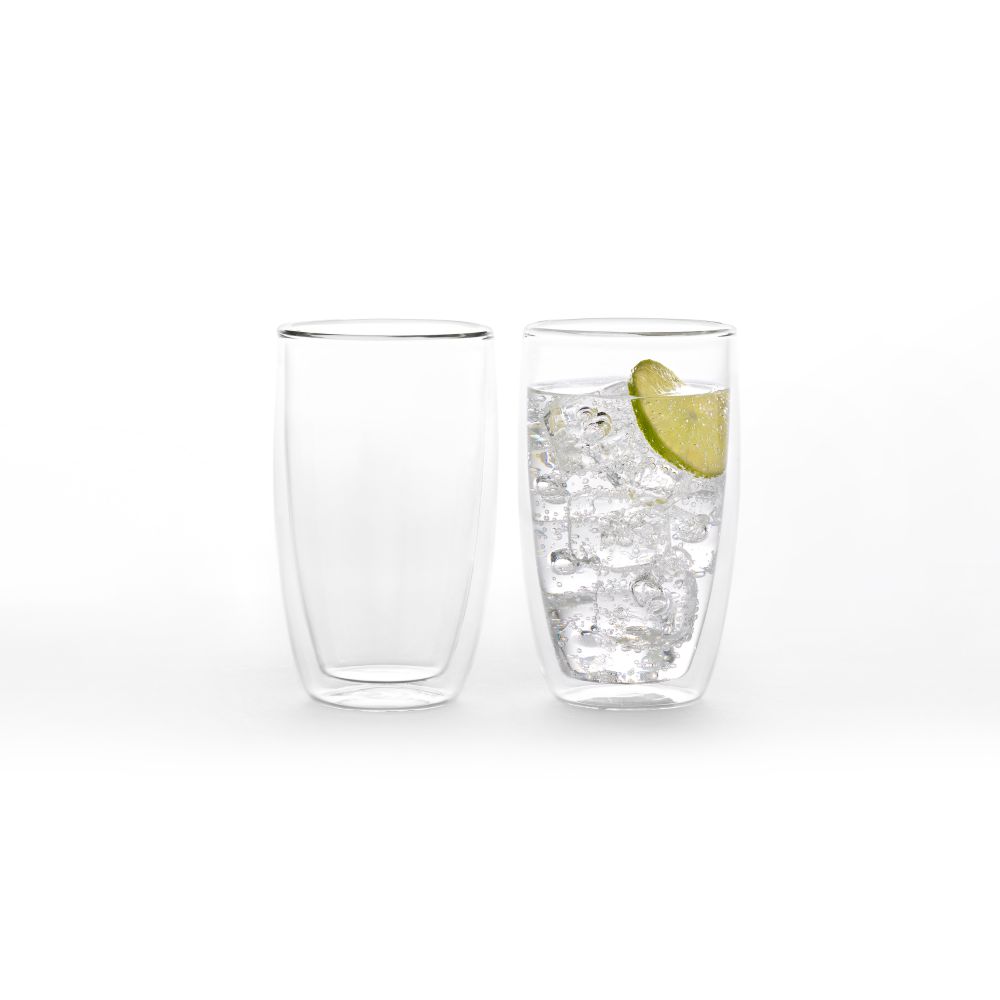 2x Duplex double wall glass cup 500ml